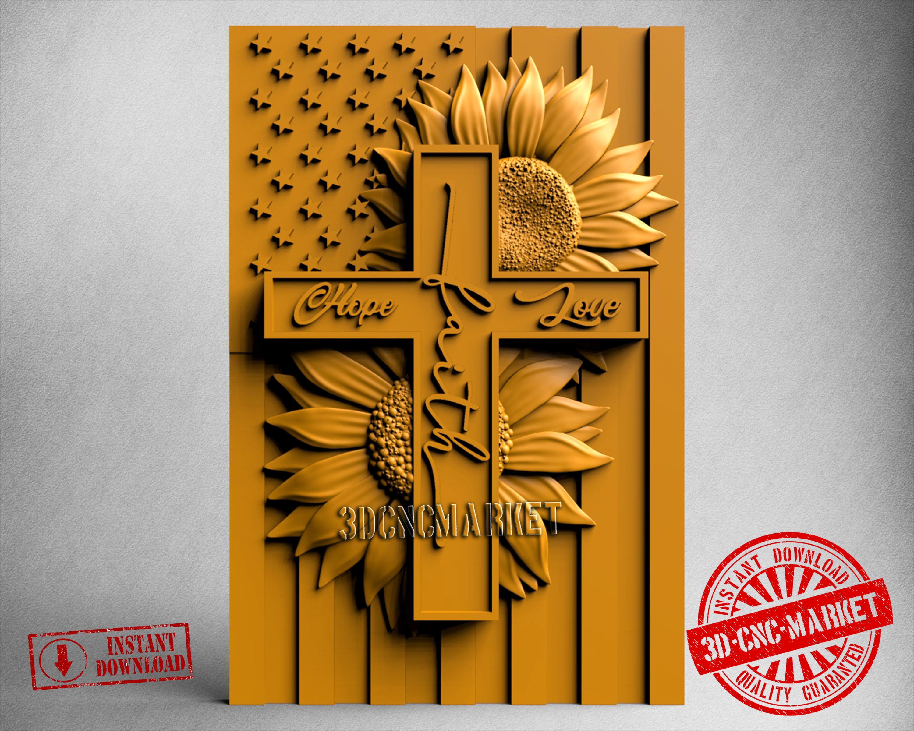 USA Flag Cross, 3D STL Model