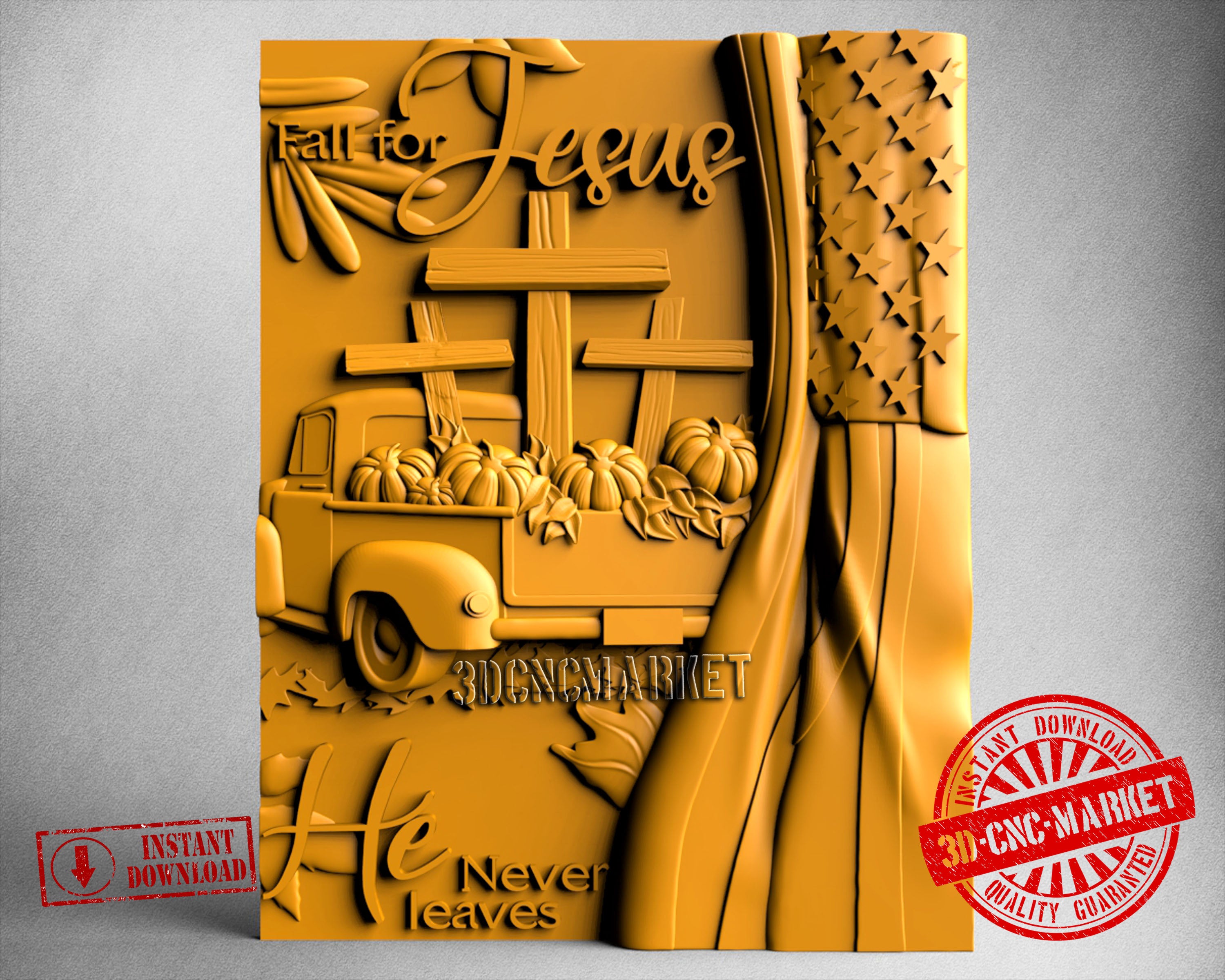 Fall for Jesus USA Flag, 3D STL Model