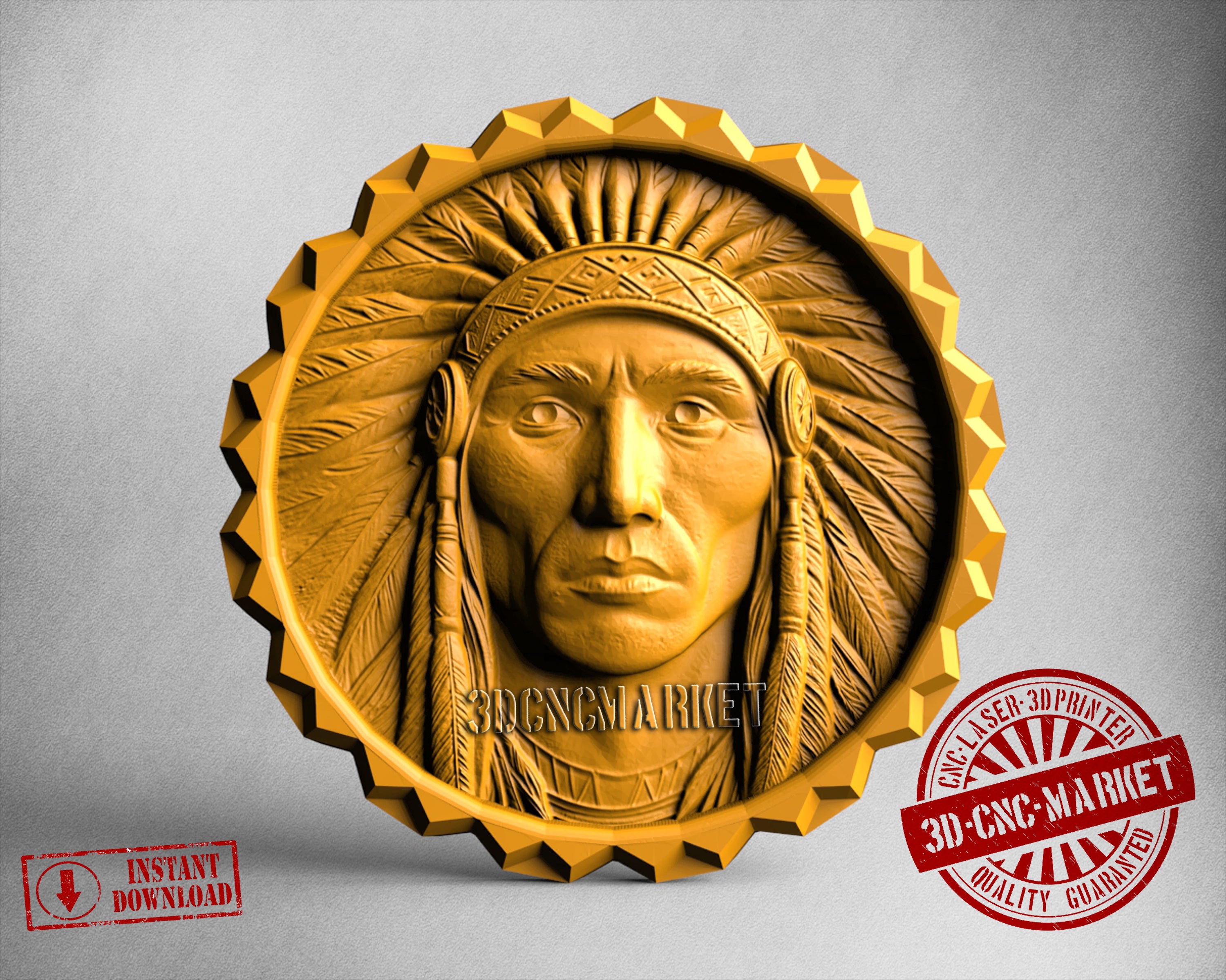 Indian Native Man, 3D STL Model
