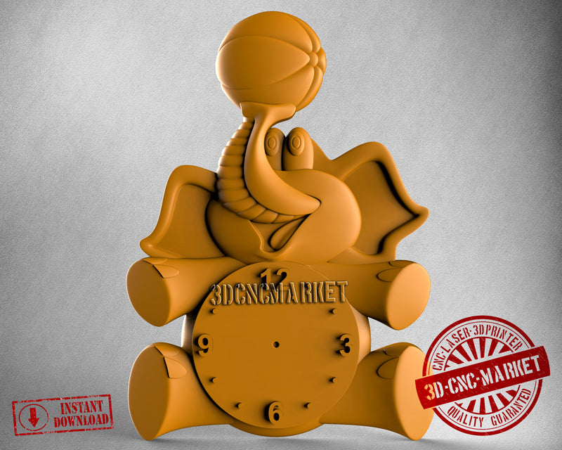 Elephant Children Clock, 3D STL Model