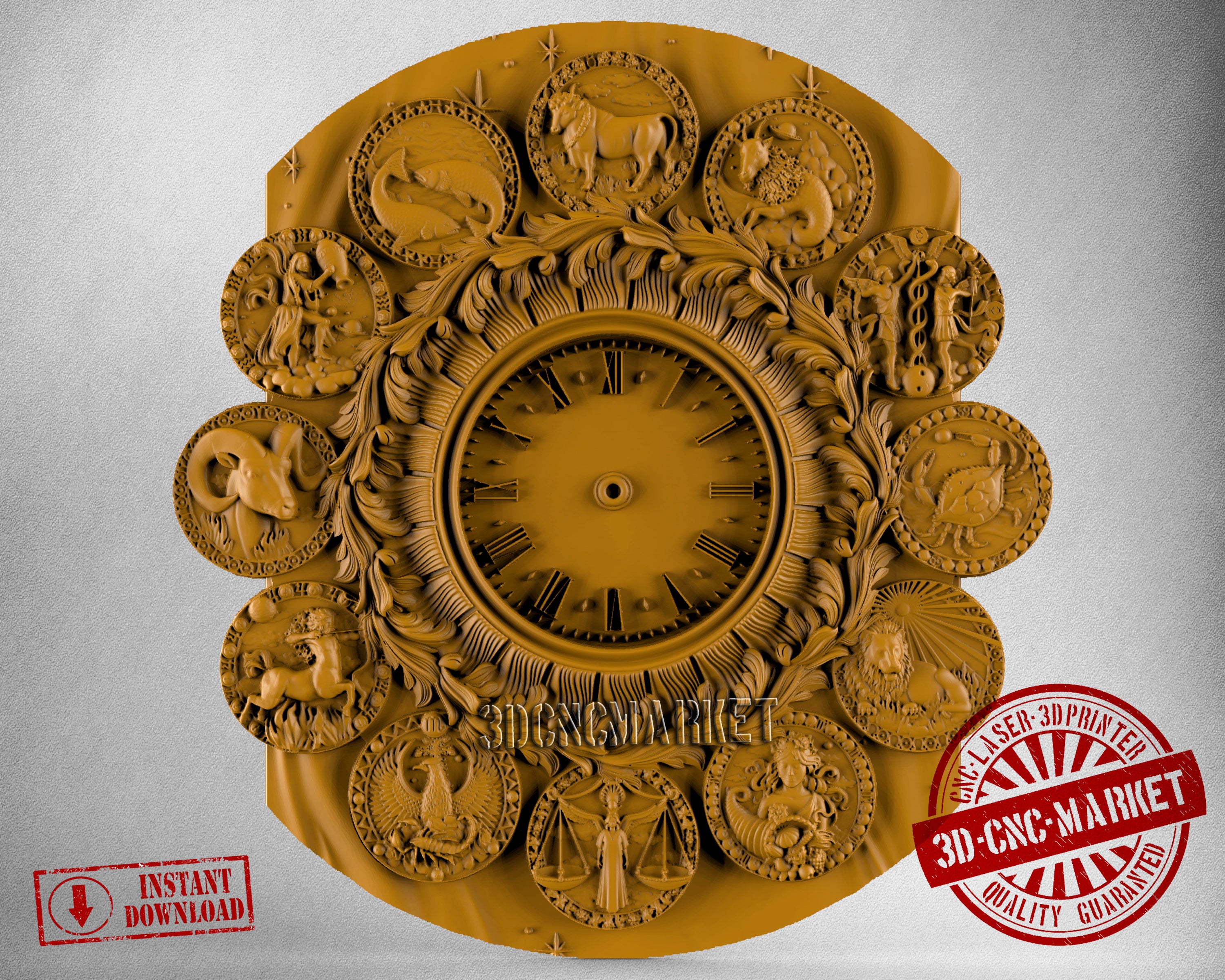 Zodiac Clock, 3D STL Model