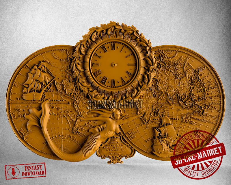 Mermaid Clock, 3D STL Model