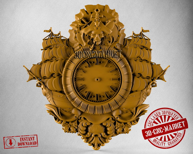 Pirate Clock, 3D STL Model
