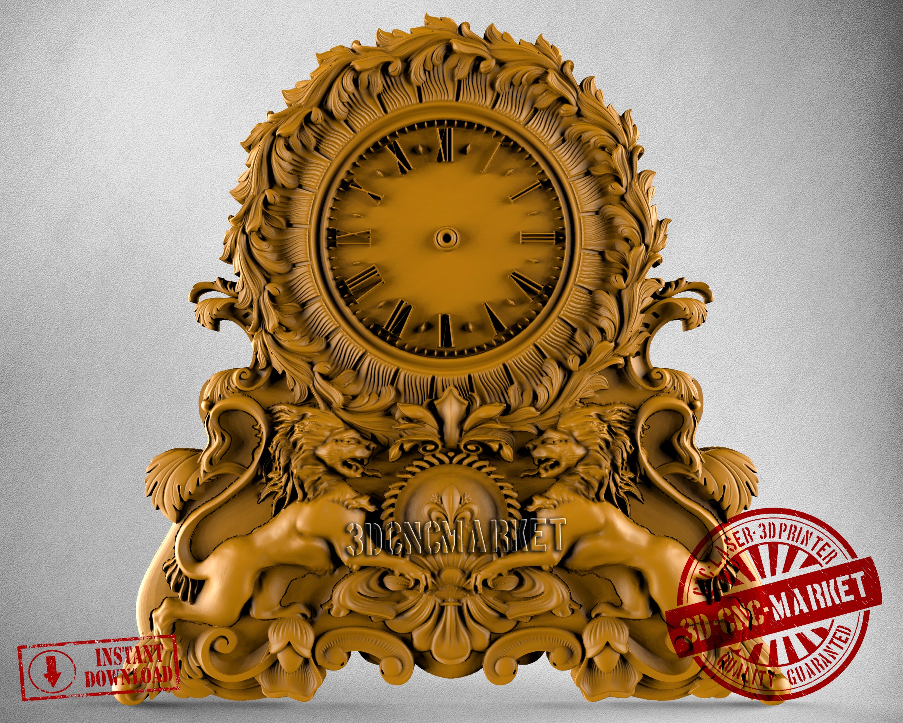 Lion Clock, 3D STL Model