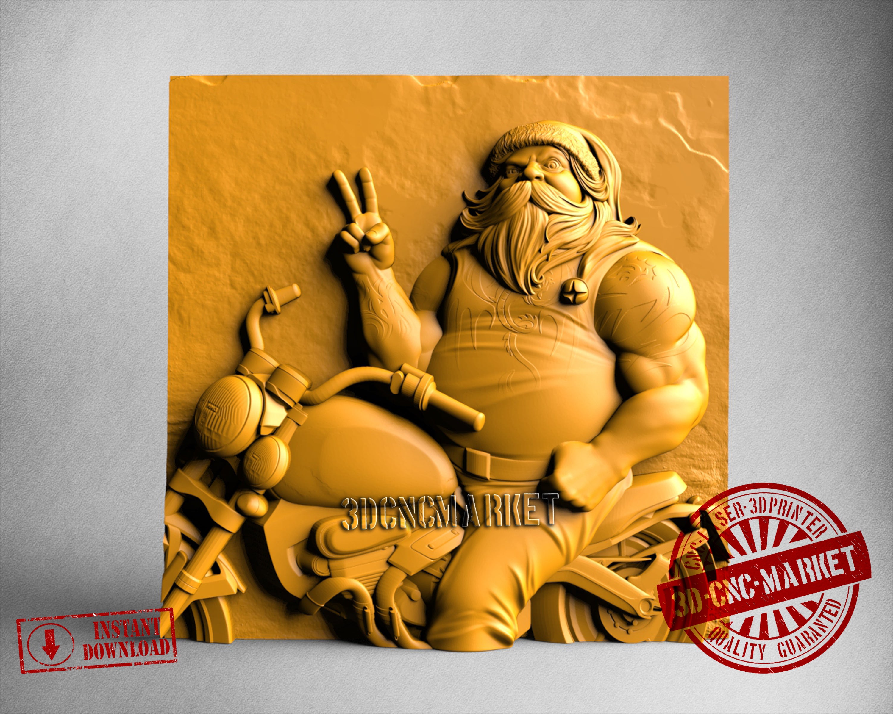 Biker Santa,  3D STL Model