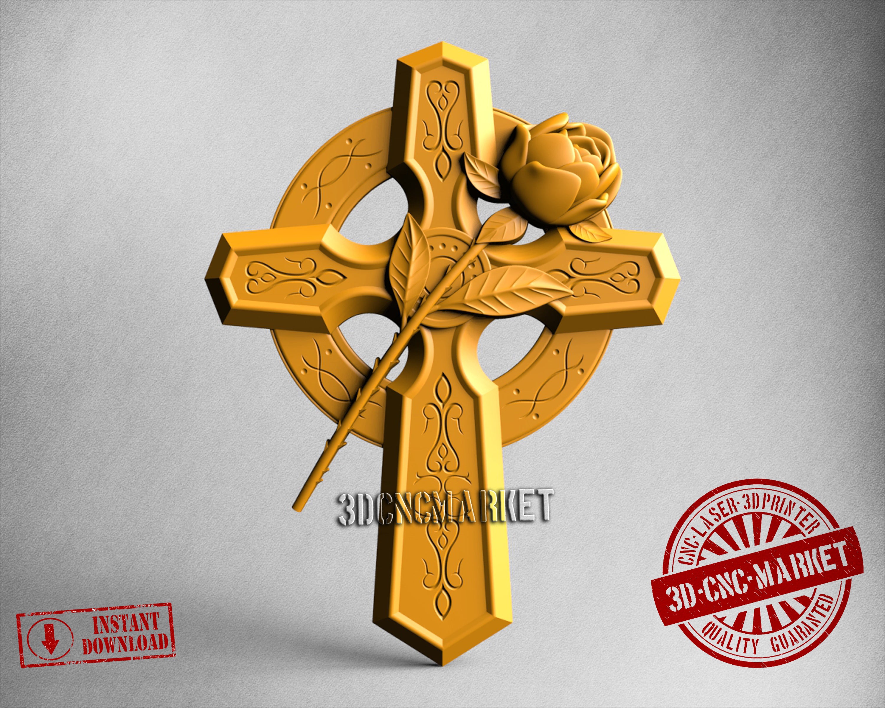 Cross Rose, 3D STL Model