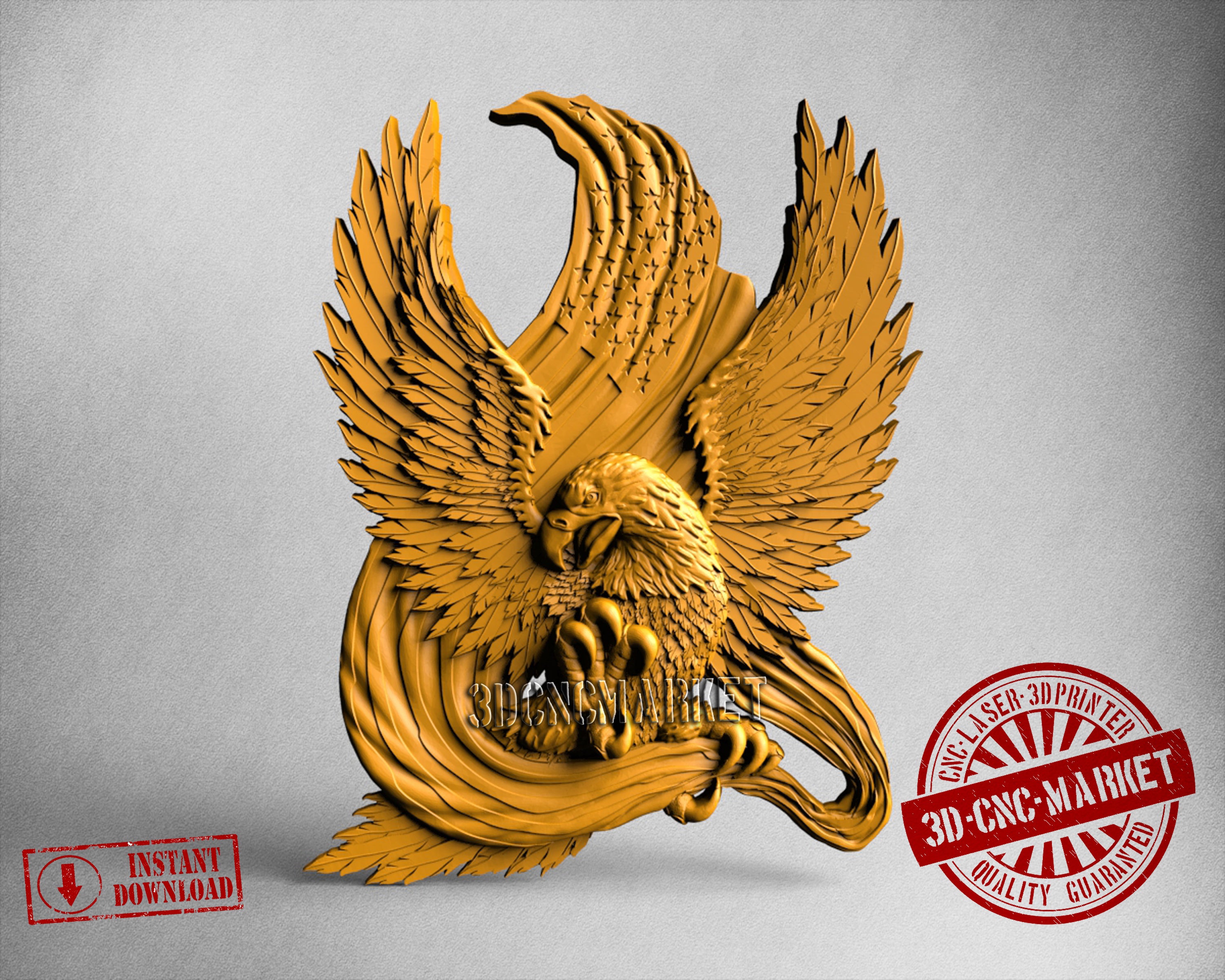 Eagle with Flag, 3D STL Model