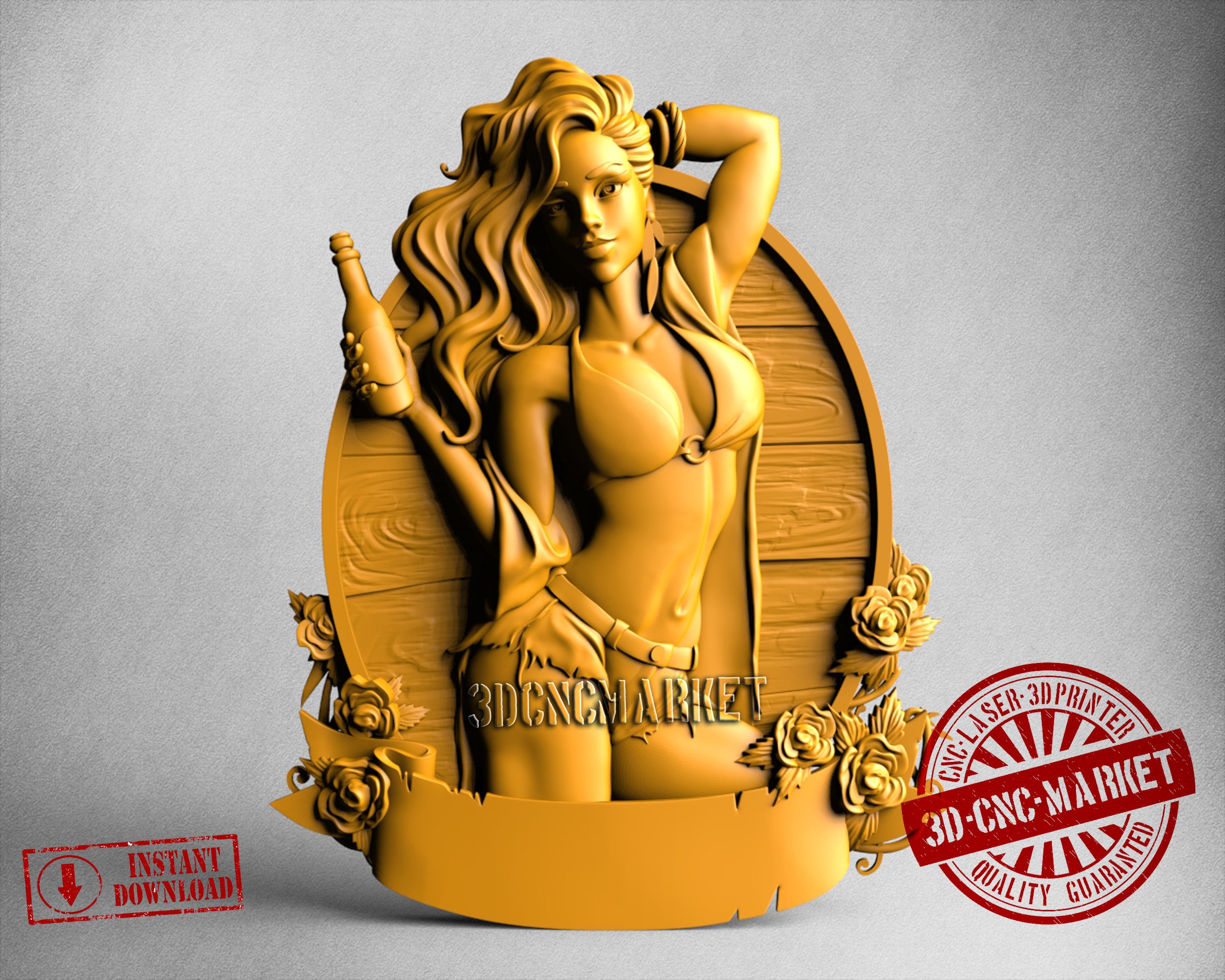 Beer Board Bikini Girl, 3D STL Model