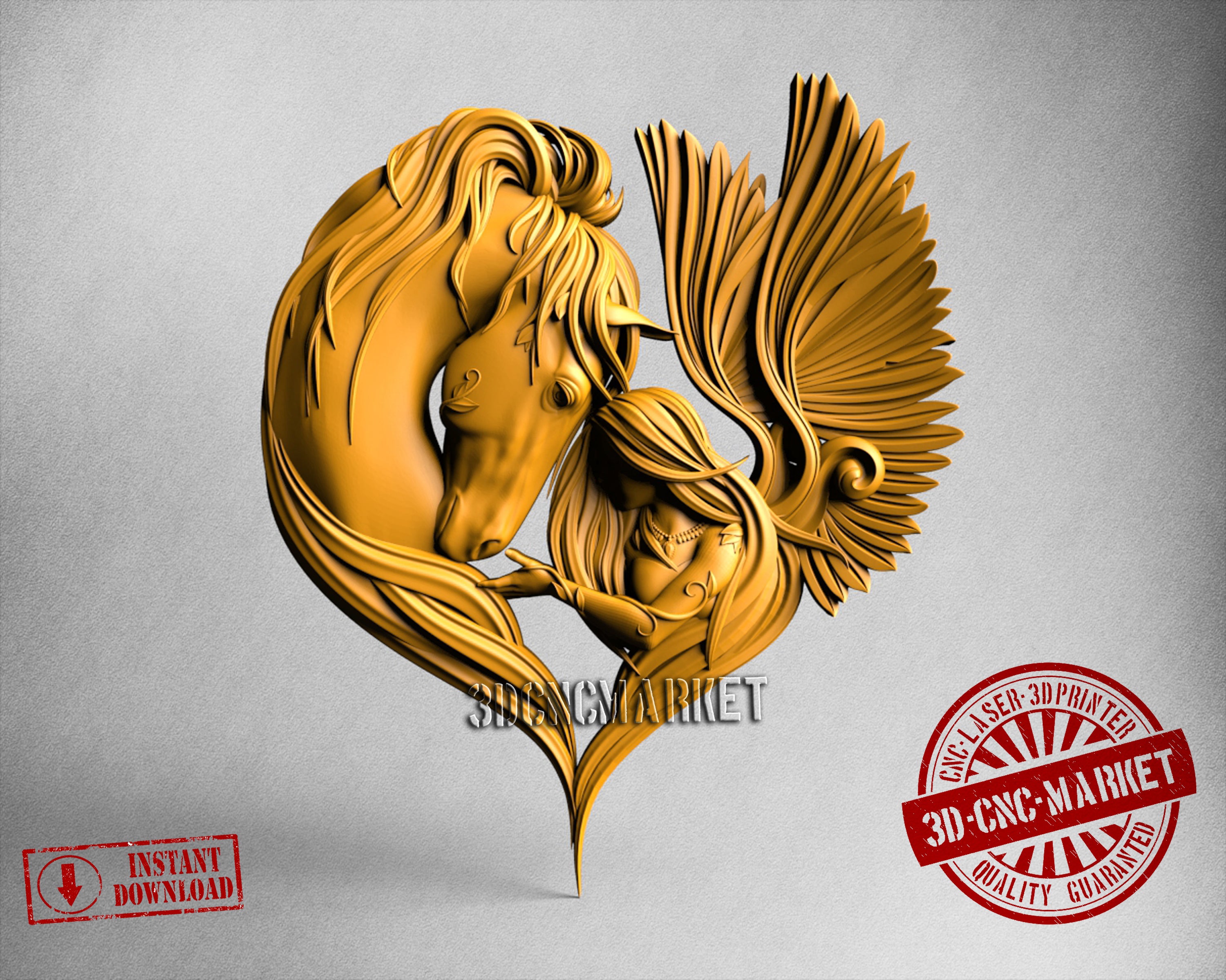 Horse and Girl, 3D STL Model