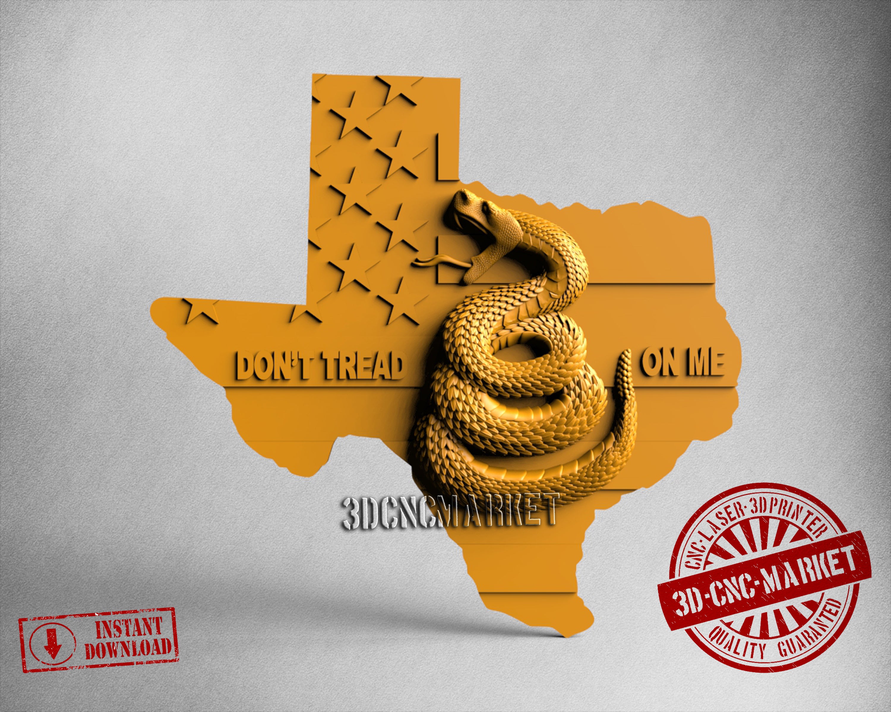 Don't Tread on Me USA Flag, 3D STL Model