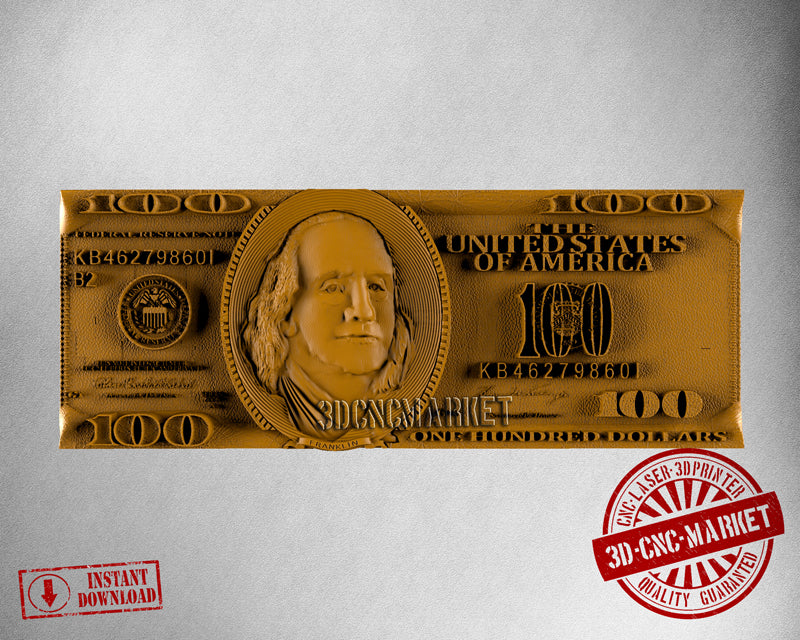 100 US Dollar, 3D STL Model