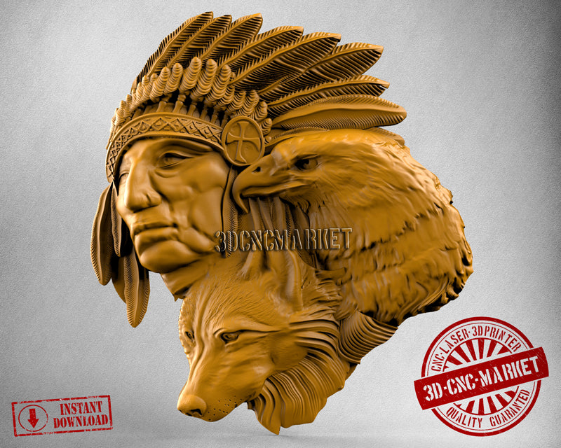 Native Indian Man, 3D STL Model