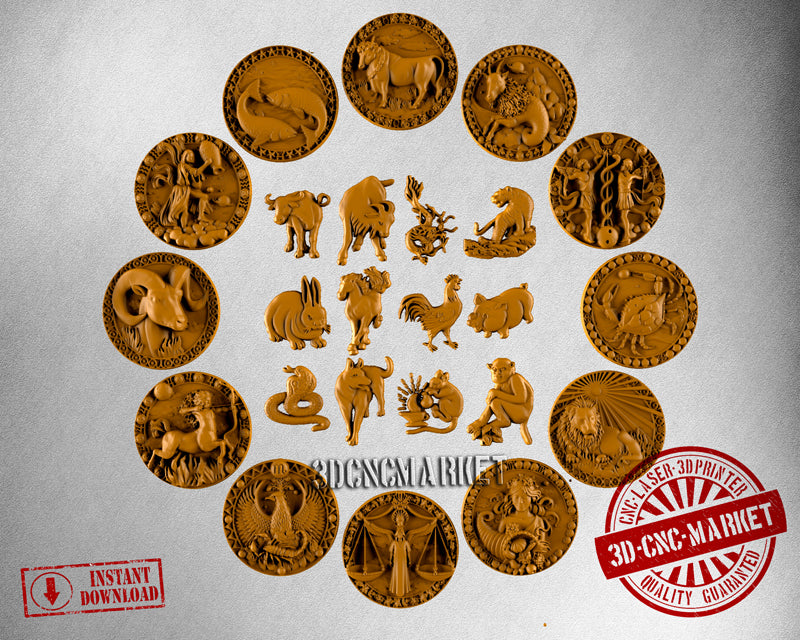 Zodiac Signs, 3D STL Model