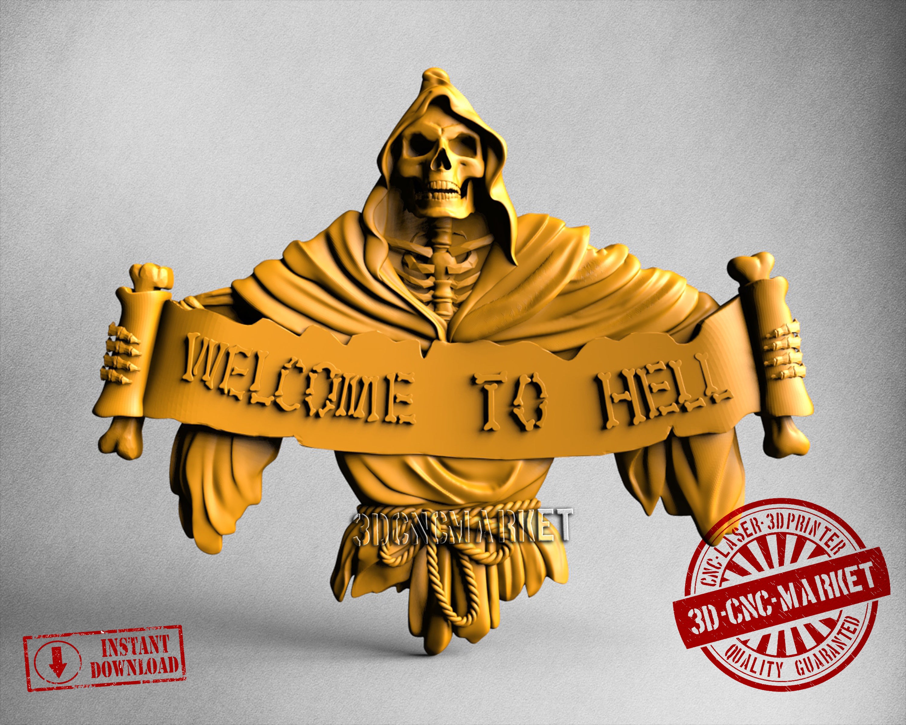 Skull Welcome to Hell, 3D STL Model