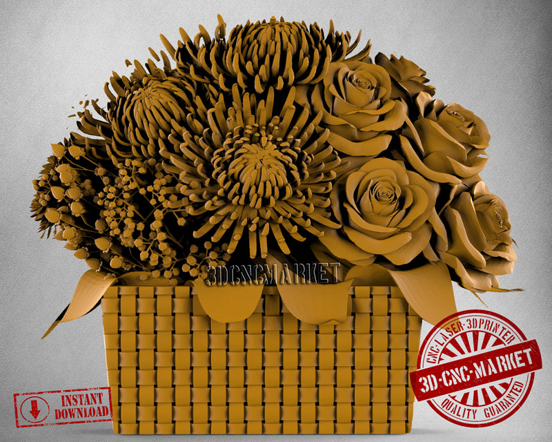 Flowers Busket,3D STL Model