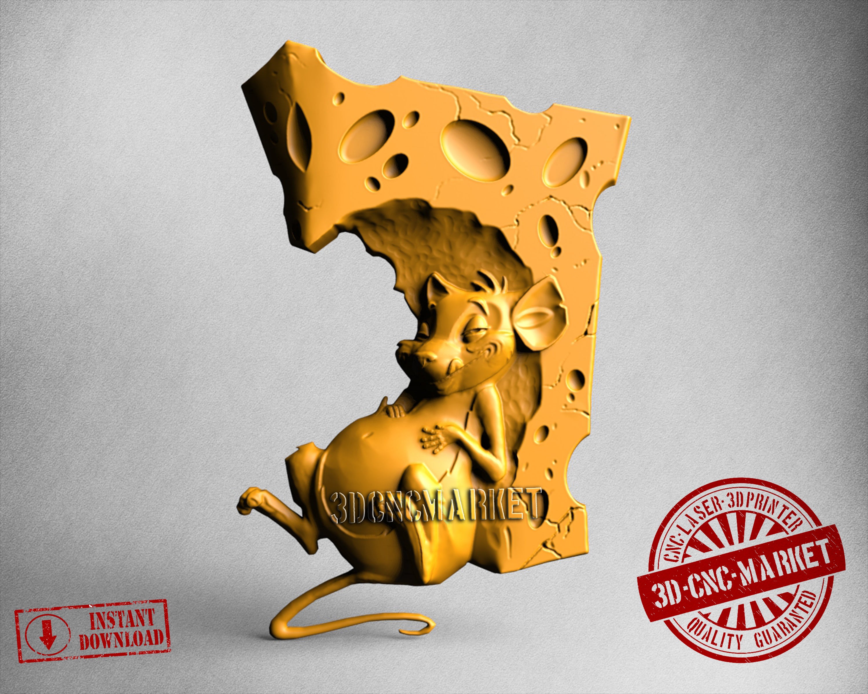 Mouse and Cheese, 3D STL Model