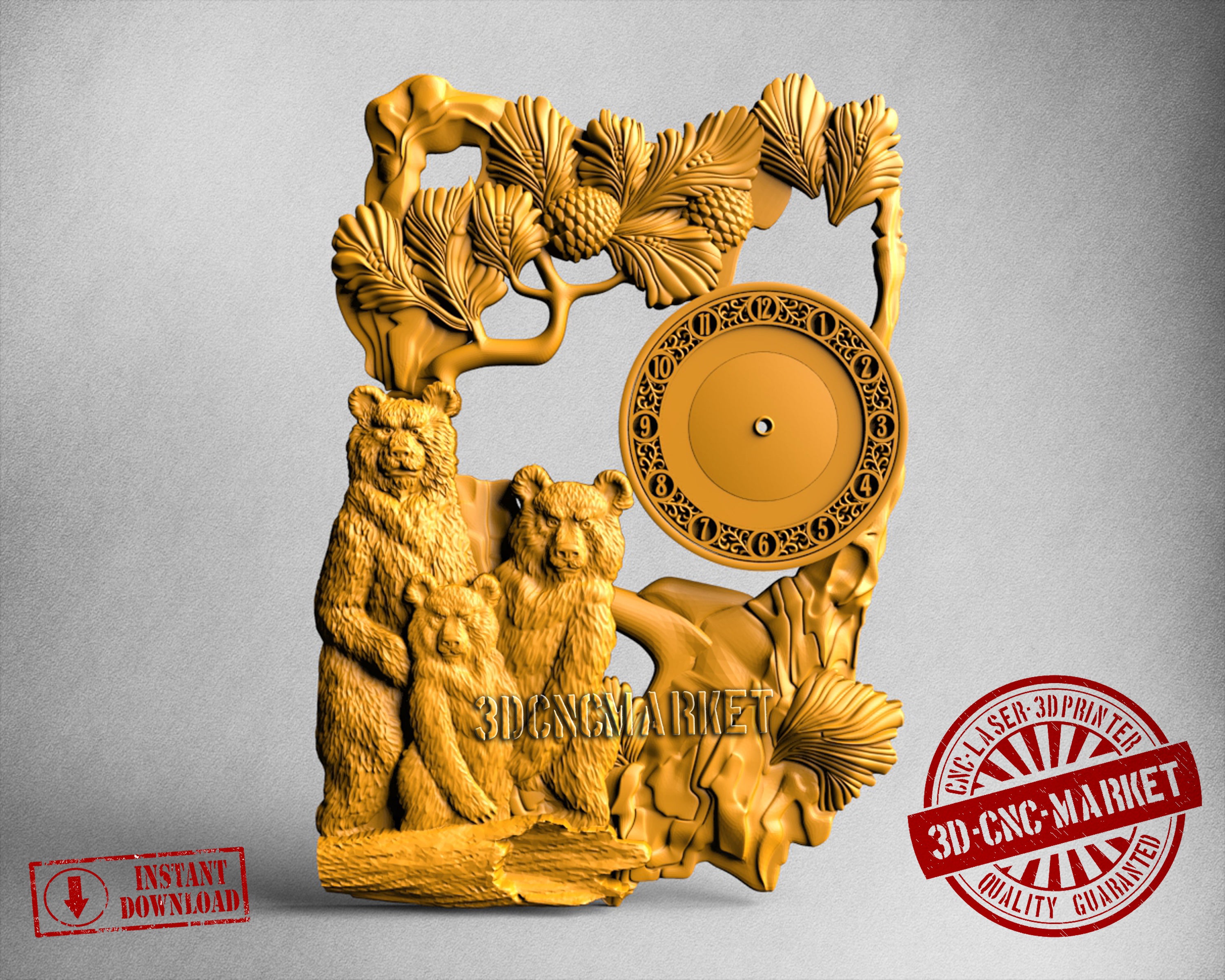 Bears Clock, 3D STL Model