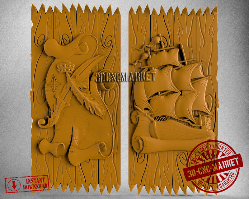 Ship for Backgammon Box, 3D STL Model