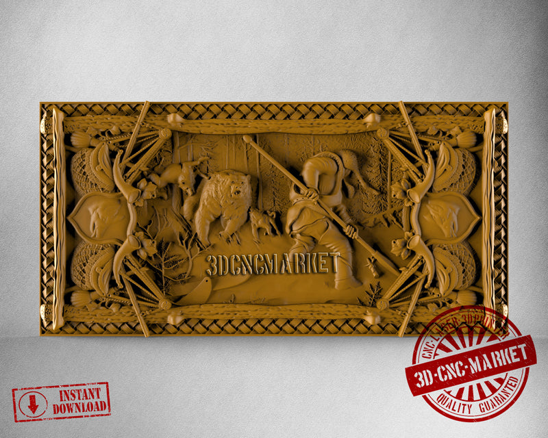 Hunting Bear for Backgammon Box, 3D STL Model