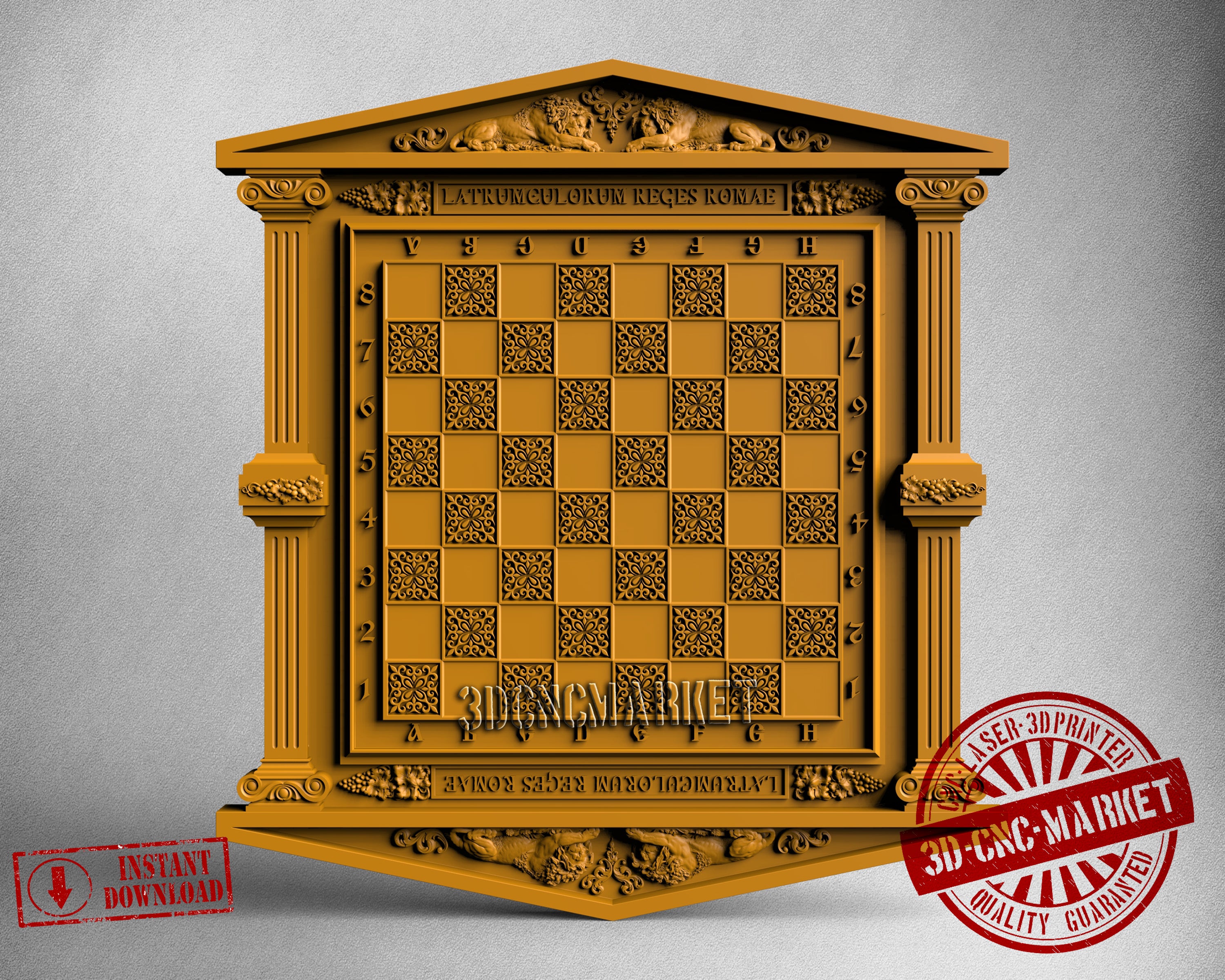 Lion Chessboard, 3D STL Model