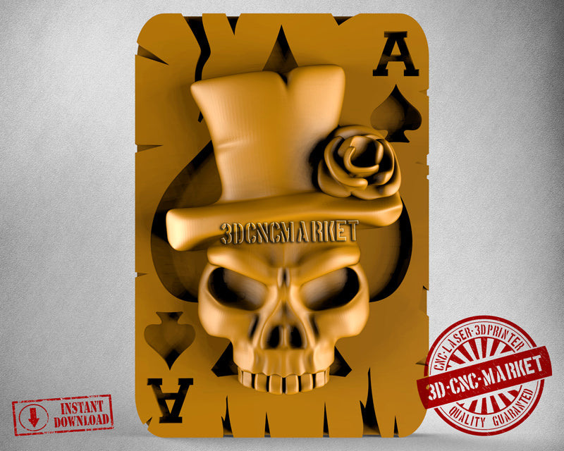 Skull Ace of Spades, 3D STL Model