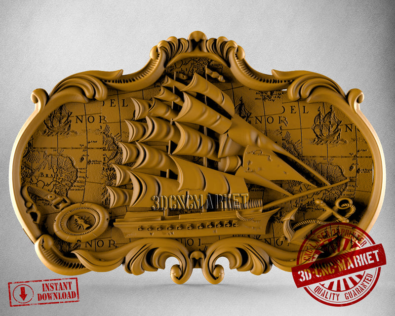 Ship and Map, 3D STL Model