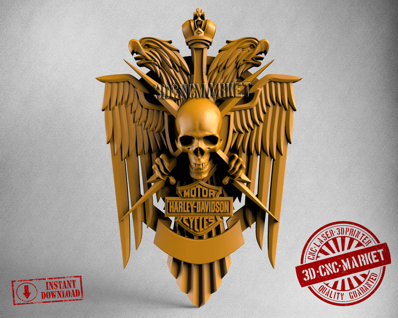 Harley Skull, 3D STL Model