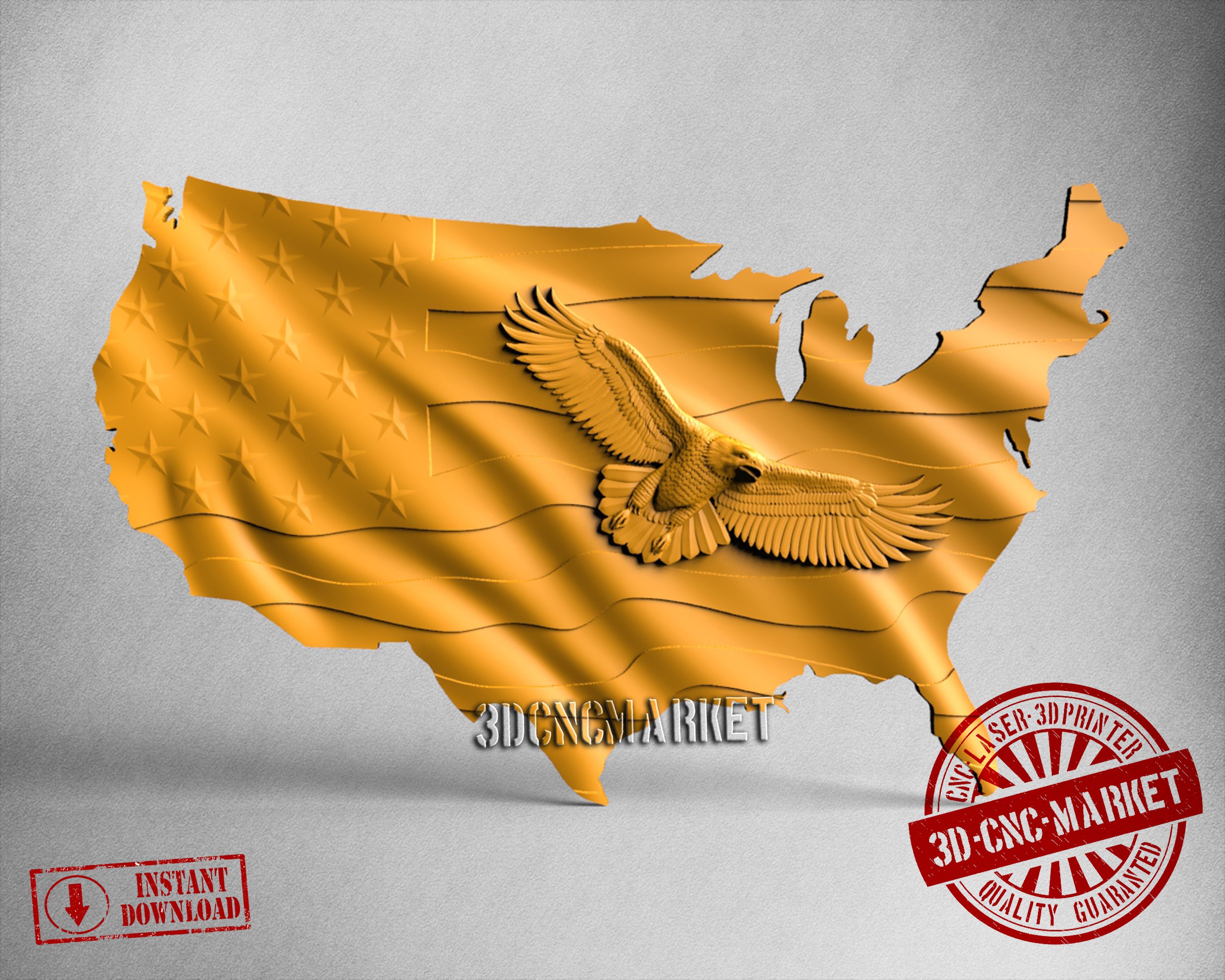 USA Flag Eagle, 3D STL Model