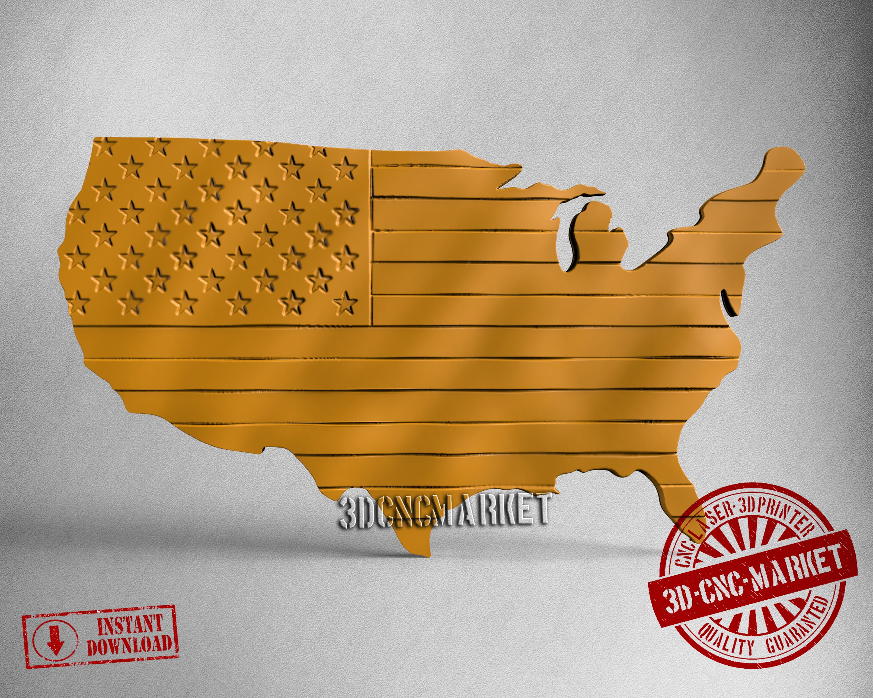 USA Flag Map, 3D STL Model