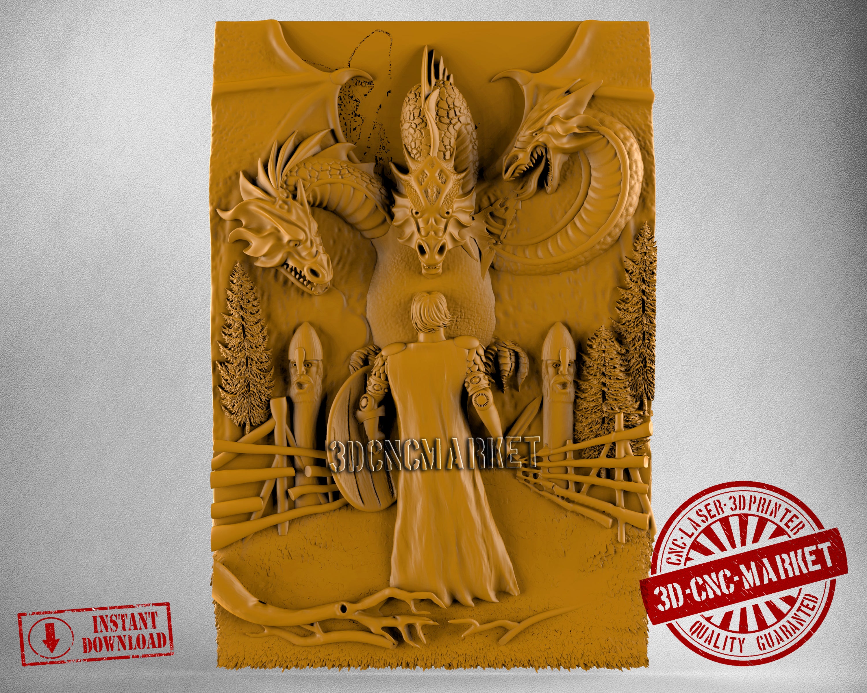 Men and Dragons, 3D STL Model