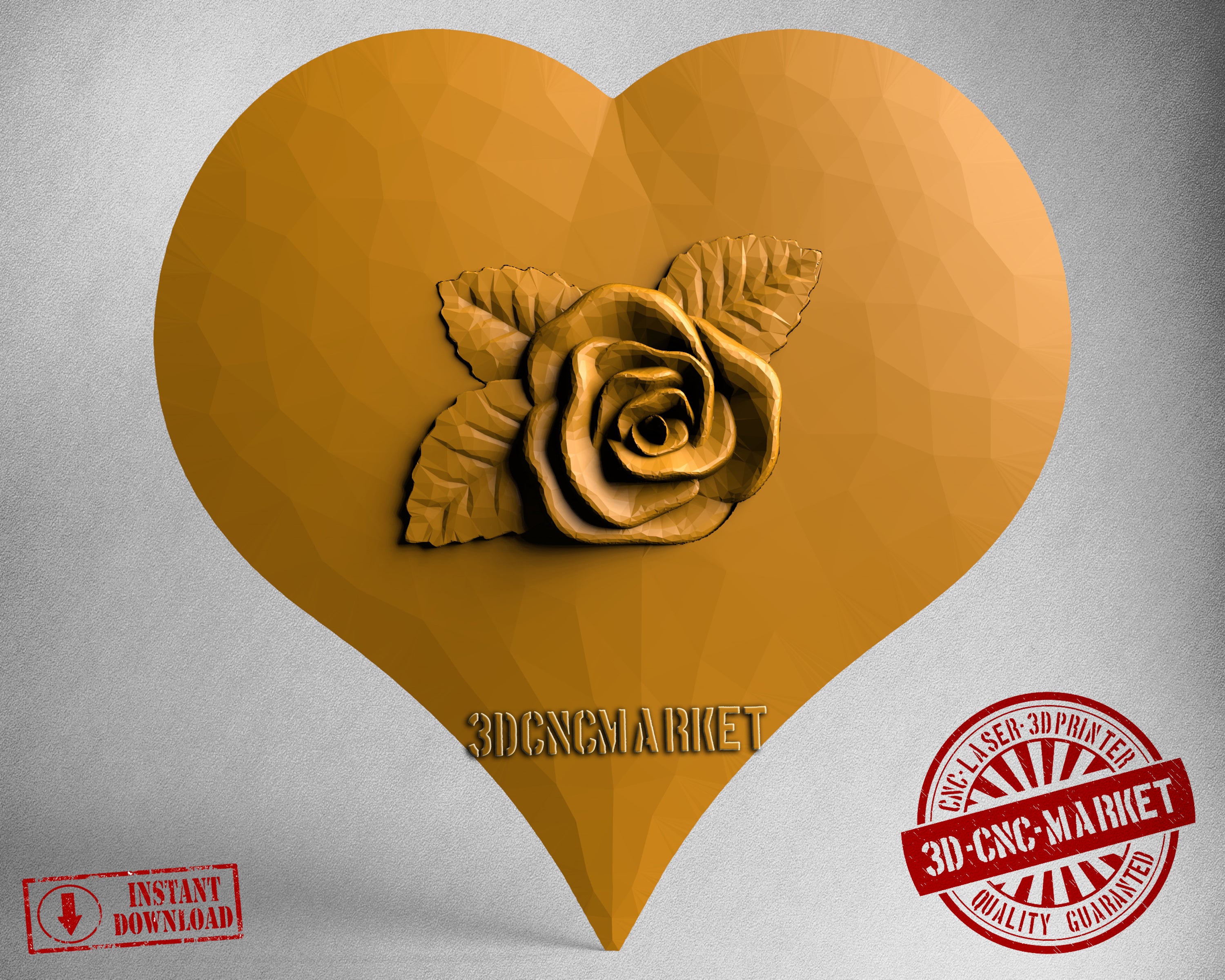 Heart Rose, 3D STL Model
