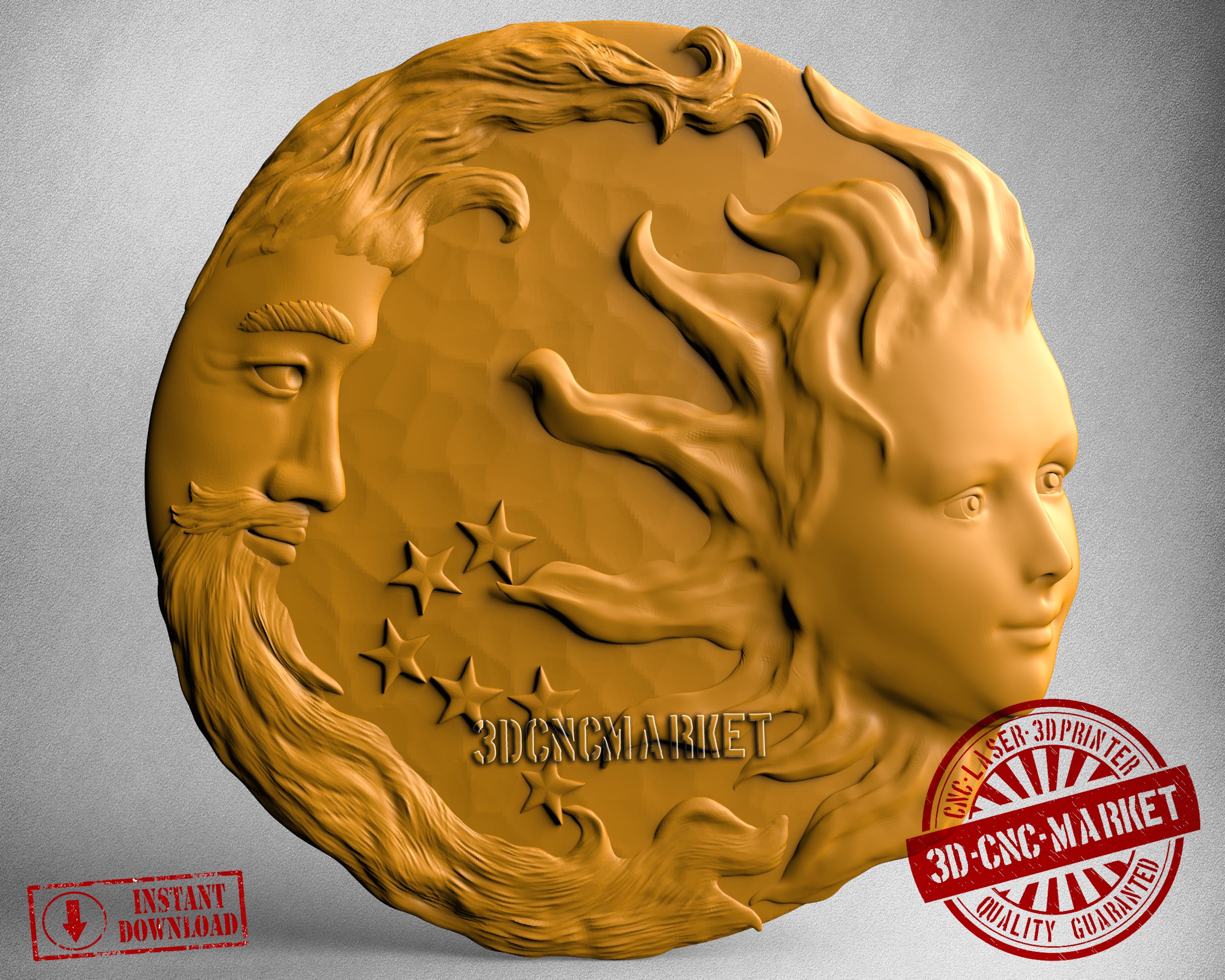 Sun and Moon, 3D STL Model
