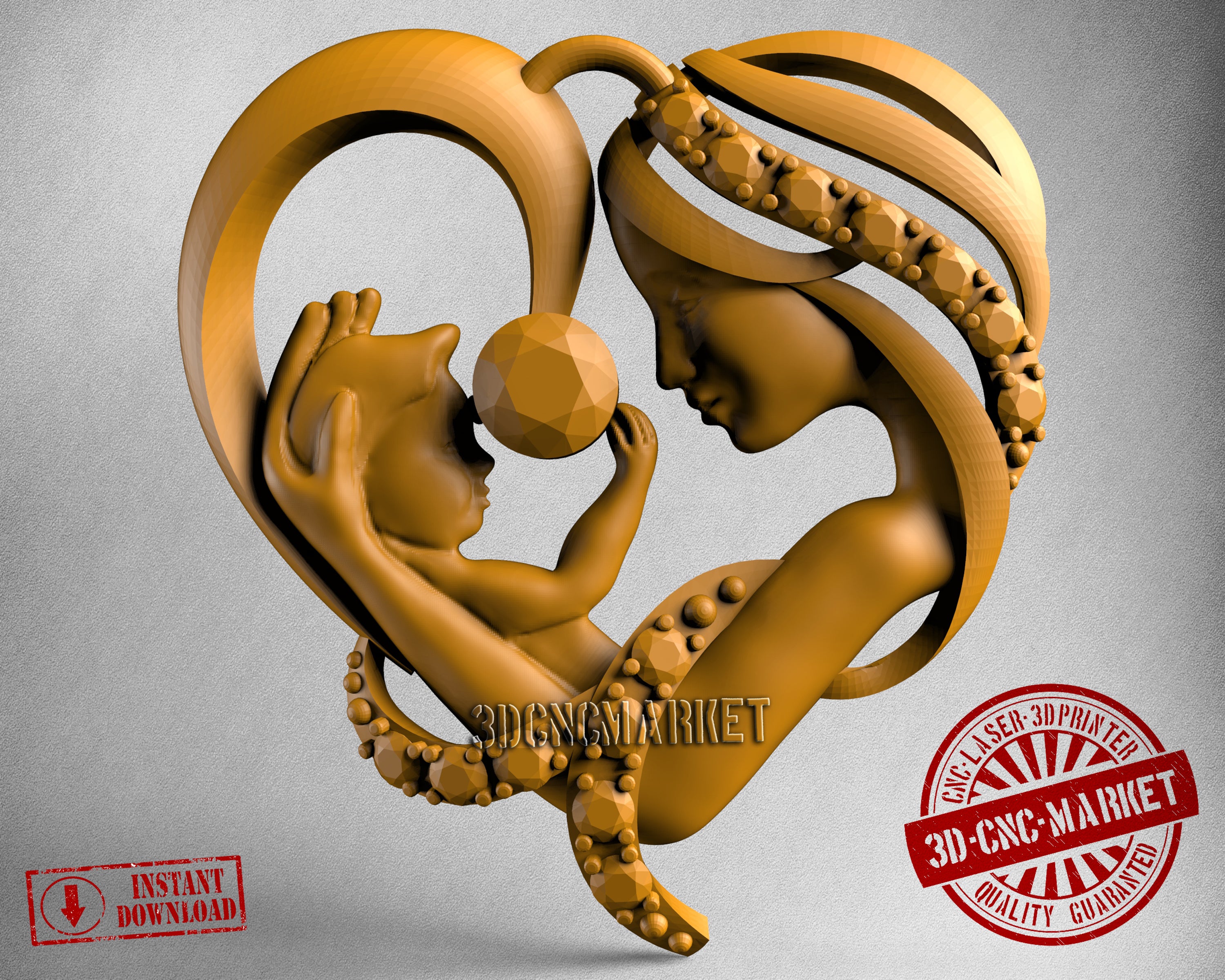 Mother and Baby, 3D STL Model